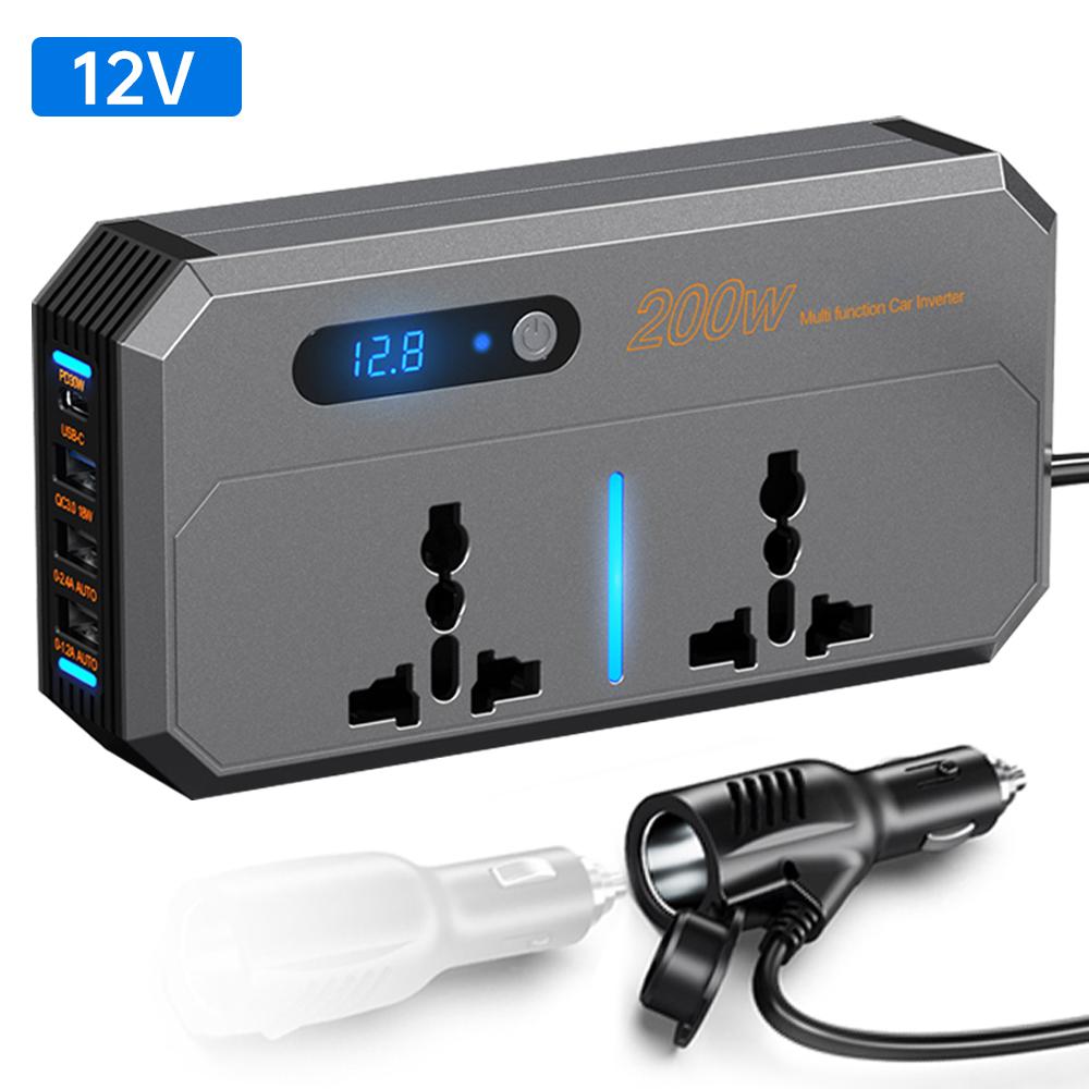 

Автомобильный инвертор 200 Вт DC 12 В в AC 220 В 110 В Трансформатор Преобразователь Многофункциональный преобразователь розетки Автомобильный инвертор Адаптер питания Инвертор