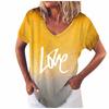 Women's casual short-sleeved V-neck gradient positioning printing T-shirt top