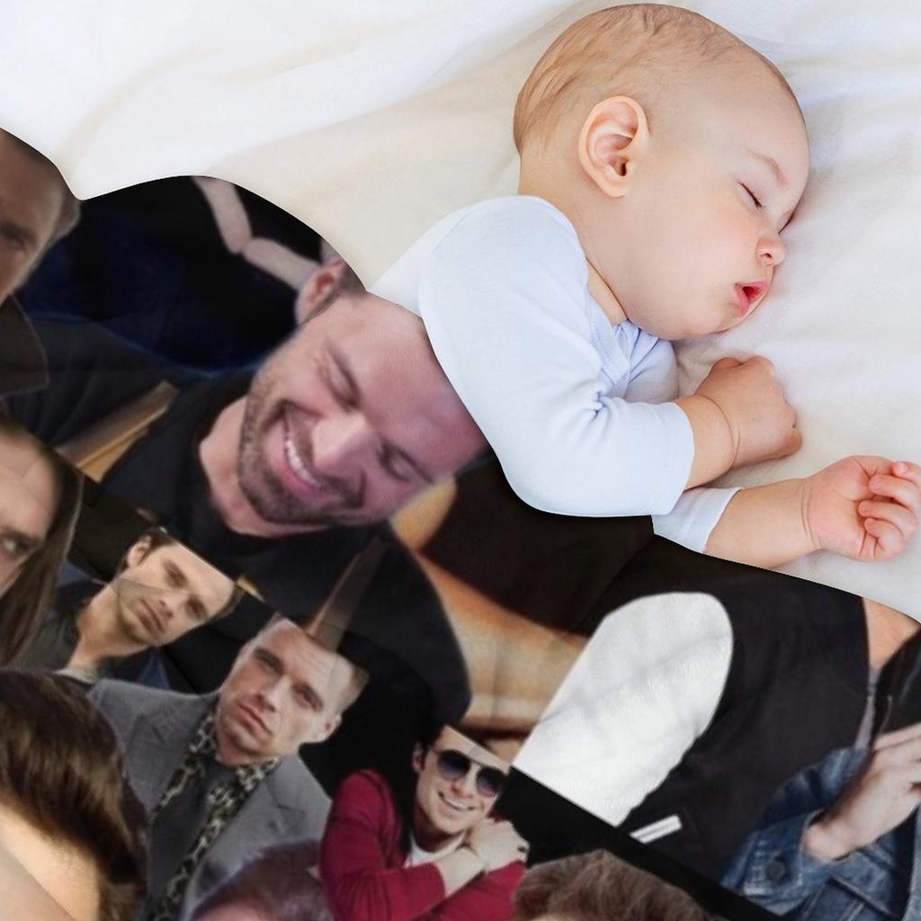 sebastian stan photo collage Throw Blanket Cute Plaid decorative blankets and throws warm for winter Blankets