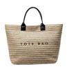 Women's Large Capacity Woven Tote Bag Fashion Letter Pattern Shoulder Bag Soft Versatile Commute Shopping Bag