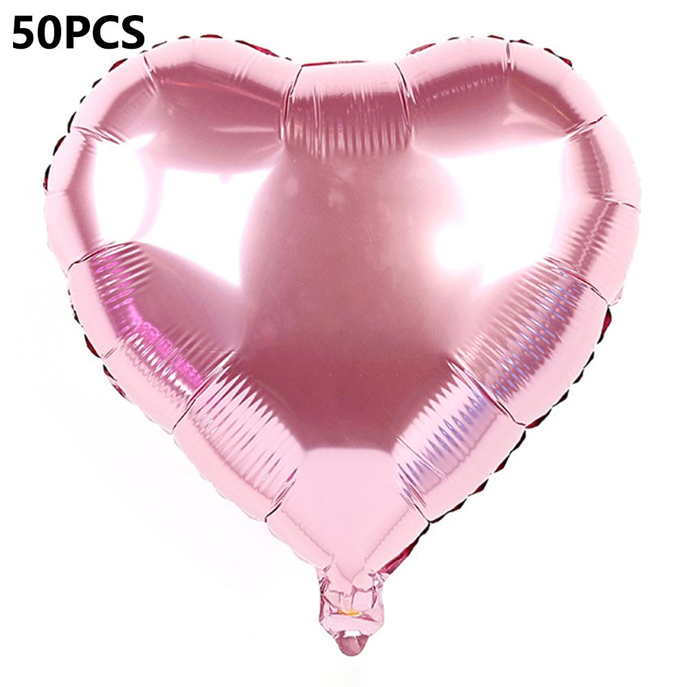 PJ-Q11 50Pcs 44cm Colorful Heart Shape Aluminum Foil Balloons Inflatable Balloons for Birth Wedding Birthday