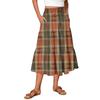 Ladies' Plaid Printed Casual Elastic Waist Drawstring Skirt