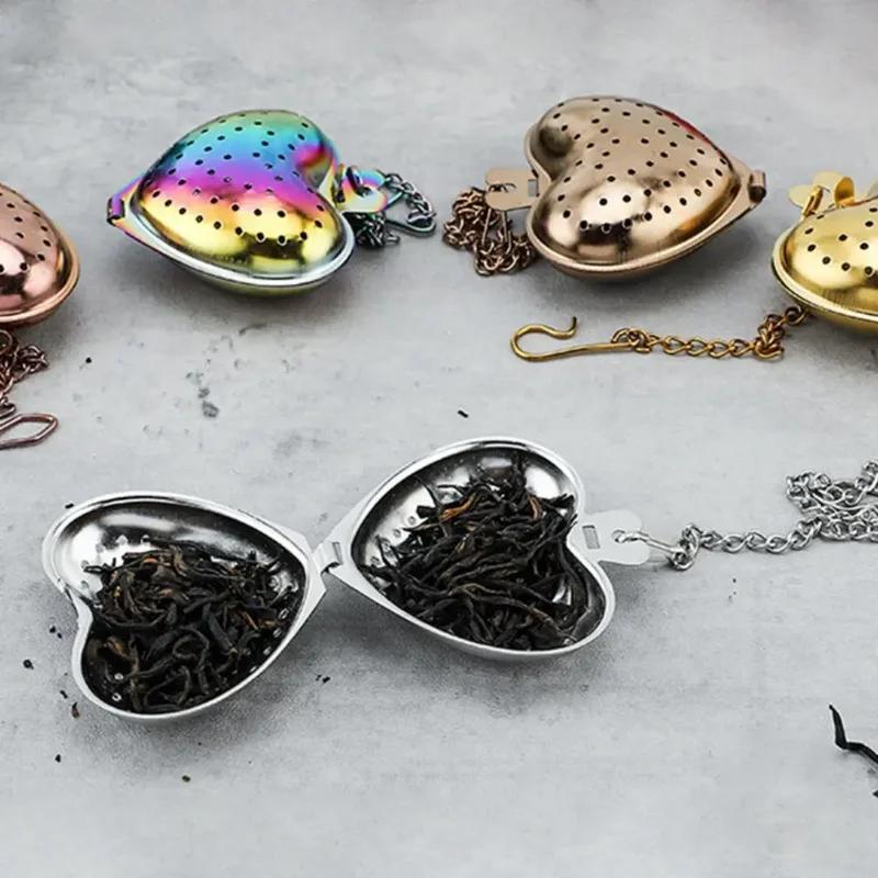 Tea Strainer Heart Shape Stainless Steel Tea Infuser Locking Spice Tea Ball Strainer Mesh Infuser Strainers Kitchen Accessories