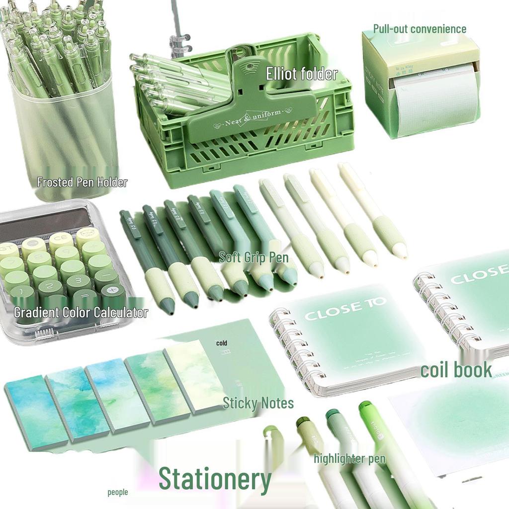 Green Back-to-School Stationery Gift Set for First Graders - Ideal Birthday Present for Girls