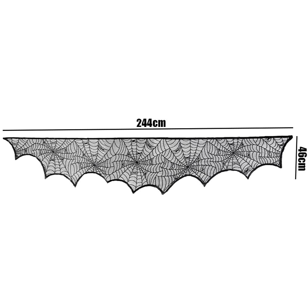 Hallowen Fledermaus Spinnennetz Tischläufer Türvorhang Spitze Spinnwebe Kaminabdeckung Lampenschirm Perfekt für Gotische Halloween-Dekoration