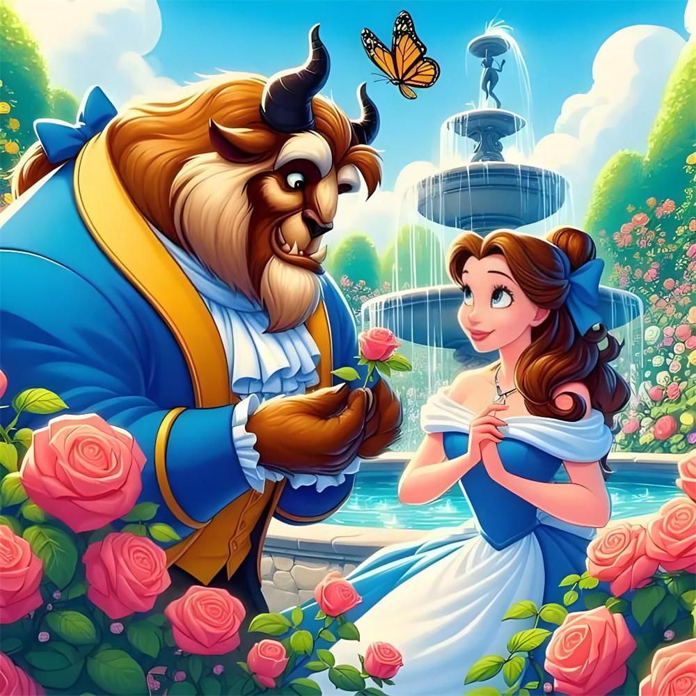 Disney 5D Diamond Painting Beauty and The Beast Cross Stitch Mosaic Kit Home Decoration Wall Sticker DIY Handmade Gift