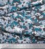 Soimoi Japan Crepe Satin Fabric Two Tone With White Camouflage Print Fabric by the metre 42 Inch