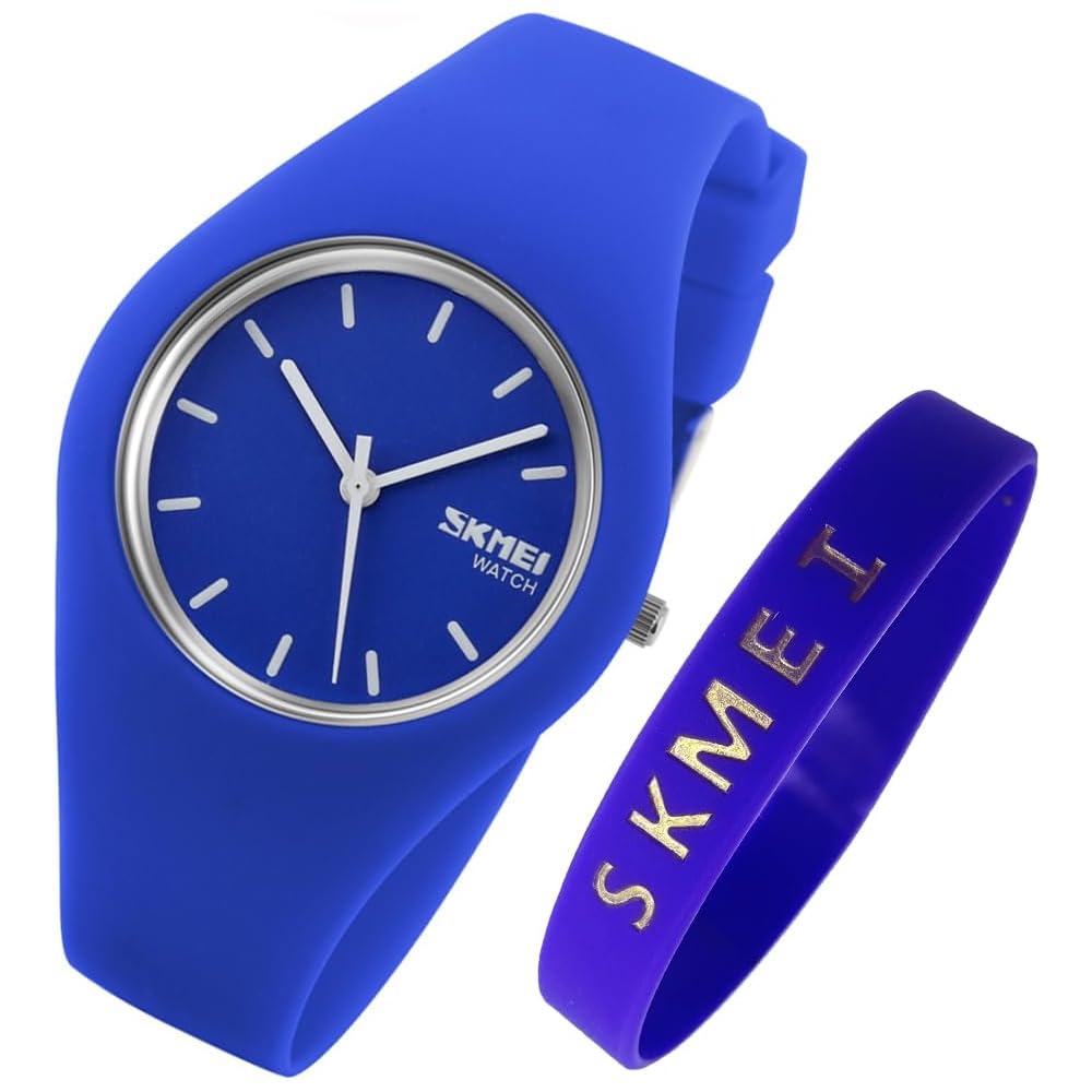 Fashionable Women s Analog Watch Blue Silicone Waterproof Casual Sports Style