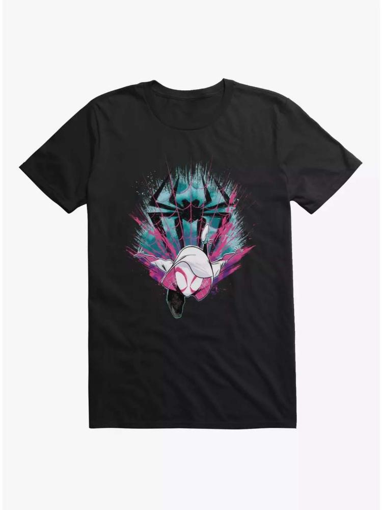 

2026 new Summer Marvel Spider Gwen Splash Ink Comic Graphic Unisexs and Womens Short Sleeve Plus Size Casual TShirts M