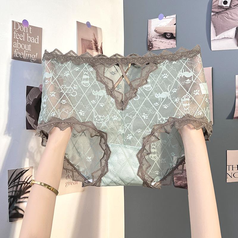 Luxurious lace underwear for women sexy comfortable mid waist triangle Panties