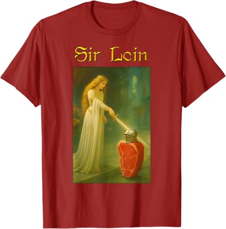 Sir Loin Funny Sirloin Knight Pun Meme TShirt Womens Fashion Medieval Renaissance Festival Tees Tops Y2k Design Graphic Outfit S