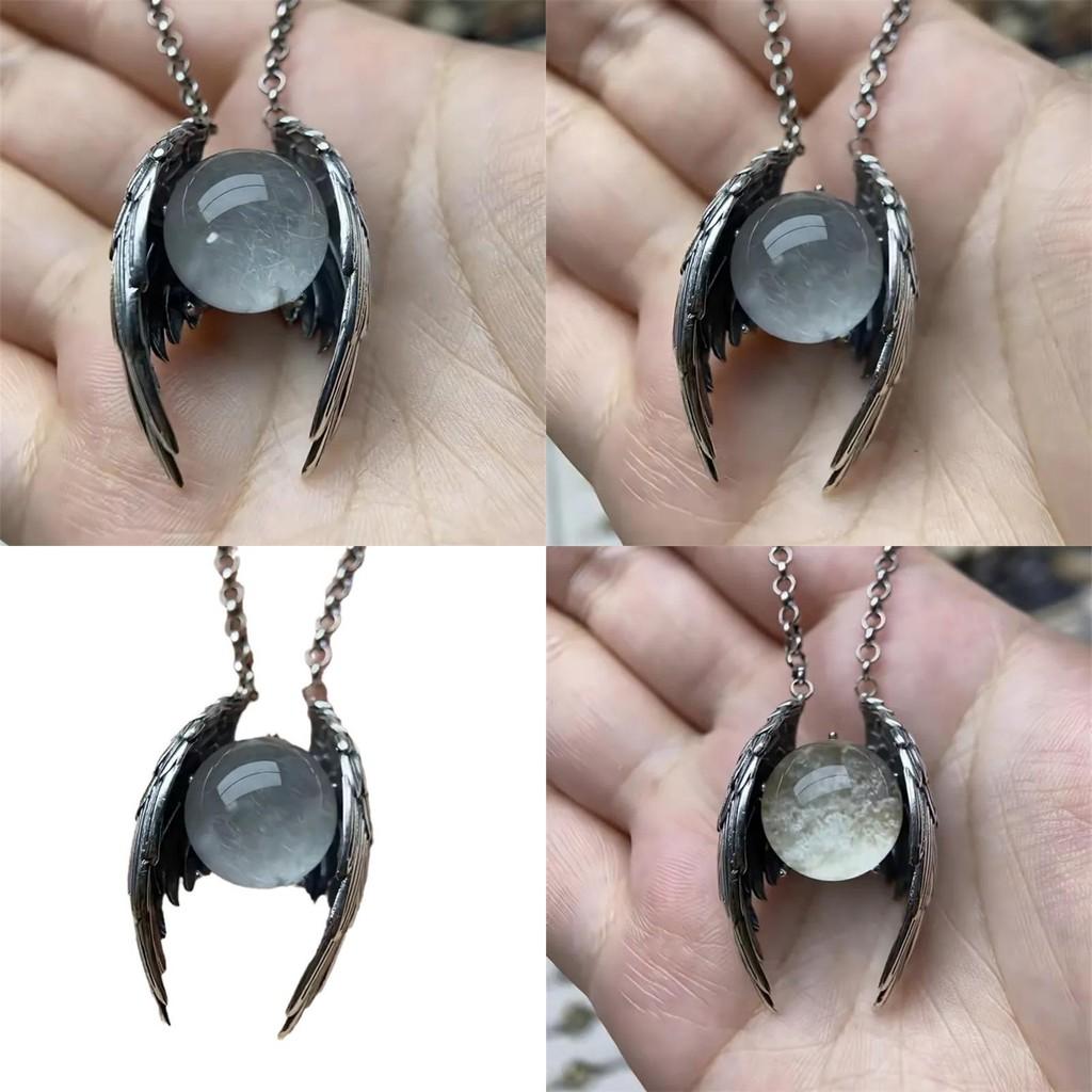 Ghost Wings Retro Faux Crystal Necklace With Alloy Pendant For Stylish Office Wear