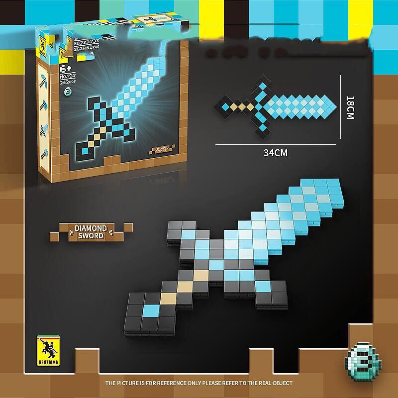 Kids World Bow Arrow Diamond Sword Pickaxe Axe Building Blocks Toy Game Weapon Props for Boys