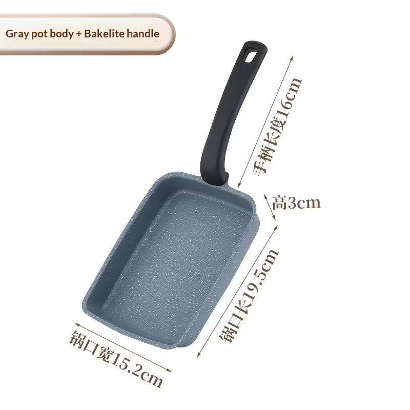 Grey Nonstick Square Frying Pan Non Toxic Granite Coating Heat Proof Handle For Breakfast Cooking Kitchen Use