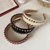 Vintage Wide Brim Hair Hoop PU Leather Face Wash Headwear Cool Rivet Headband  Outdoor