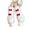 New Year'S Red Plush Leg Cover Autumn And Winter Warm Stacking Socks Spice Girl Fur Calf Socks Bow Fluffy Socks Cover