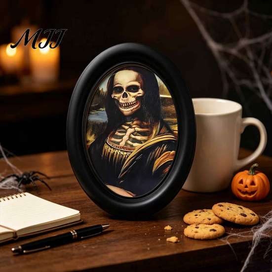 Retro Halloween Party Supplies Celebrity Landscape Oval Wall Sign, Vintage Gothic Print Hanging Plaque, Unique Gifts Wooden Frame Art Decor