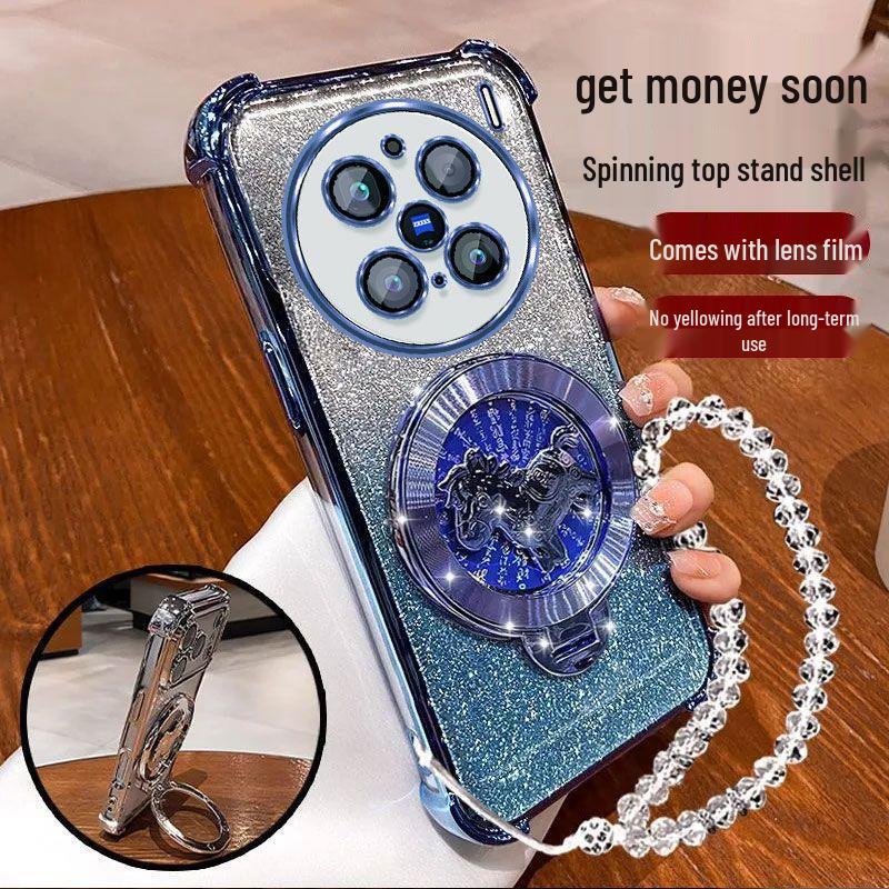 

Vivox 300 Pro Phone Case with Rotating Horse Bracket and Electroplated Drop-Proof Airbag Corners for Men X70