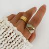 High Quality Alloy Ring With Wrinkle And Hollow Features Enhanced By White Drip Oil For A Sophisticated Touch