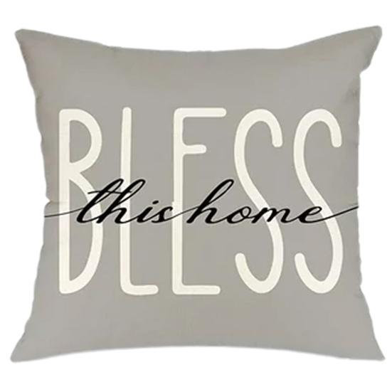 45x45CM Square Pillow Case Natural Plant Fashion Letter Print Modern Zipper Linen