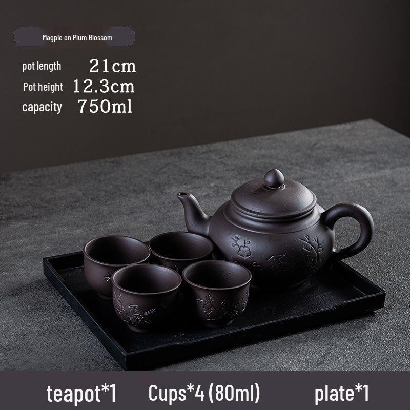 Large Capacity Handmade Yixing Zisha Teapot with Ceramic Teacup Set