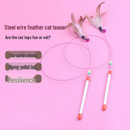 Upgraded Epoxy Suction Cup Feather Cat Teaser with Long Steel Rod for Self-Entertainment
