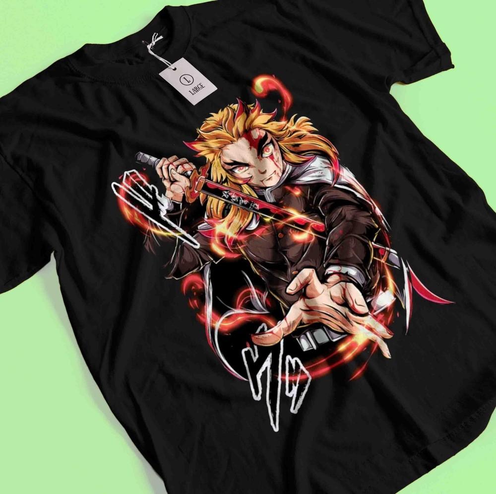 Demon Slayer Skjorte Rengoku Kyojuro T-skjorte Tanjiro T-skjorte Muzan Doma Flamme T-skjorte