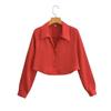 Kaslead Fashion Style Silk Satin Texture Long Sleeves Shirt