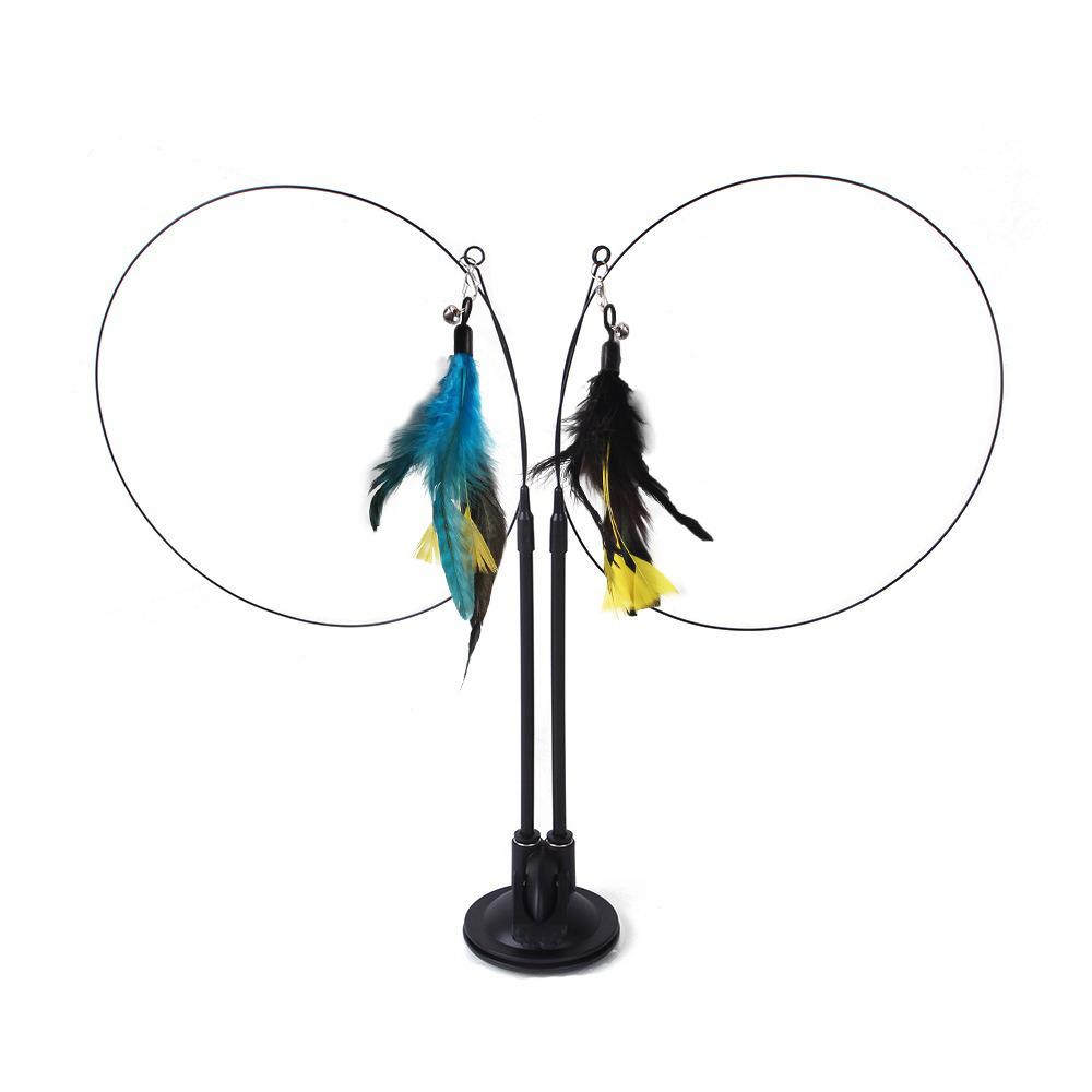 Cat Toys Simulation Bird Interactive Sucker Feather Bird with Bell Cat Stick Toy for Kitten Playing Teaser Wand Toy Cat Supplies