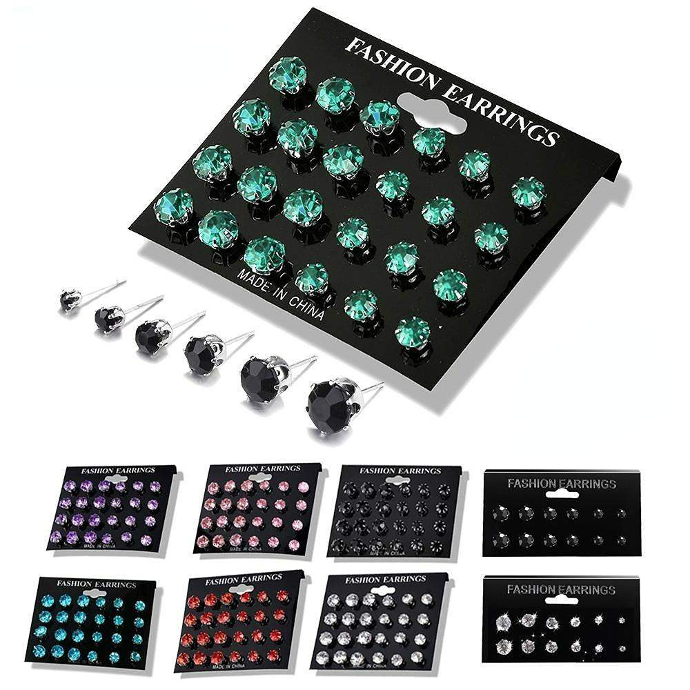 12 Paare/satz Exquisite Elegante Hochzeit Stud Ohrringe Set Charme Einfache Frauen Zirkon Ohrringe Set Schmuck Zubehör Geschenke LM