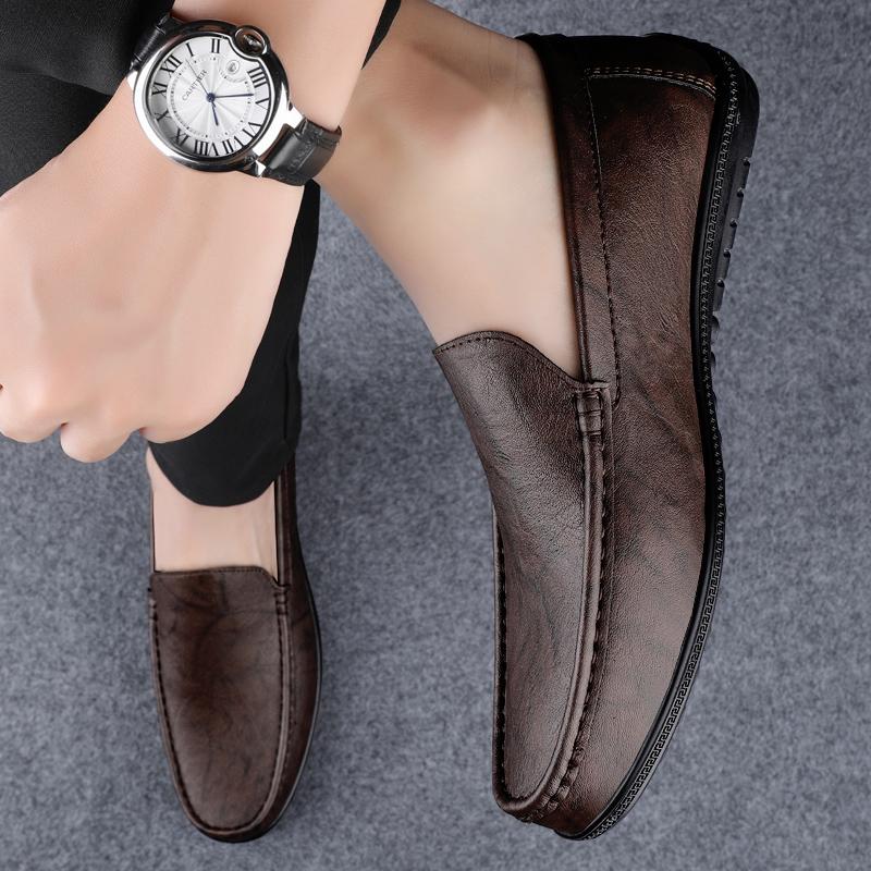 Módní italské pánské ručně šité mokasíny z pravé kůže, formální a ležérní boty, pánské vysoce kvalitní řidičské boty, pohodlné pánské nazouvací ploché boty