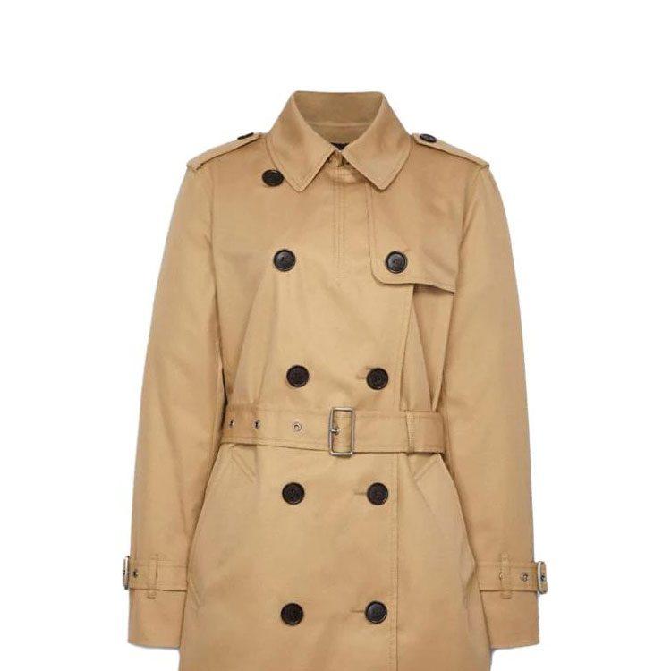 Coach Coats Women's Khaki Lapel Moderate Straight Fit CG043-EAL