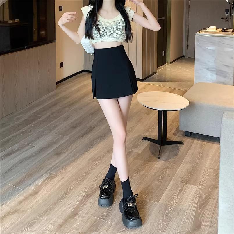 Women's White High-Waist Slit A-Line Mini Skirt - 2026 Spring/Summer Hip-Hugging Style