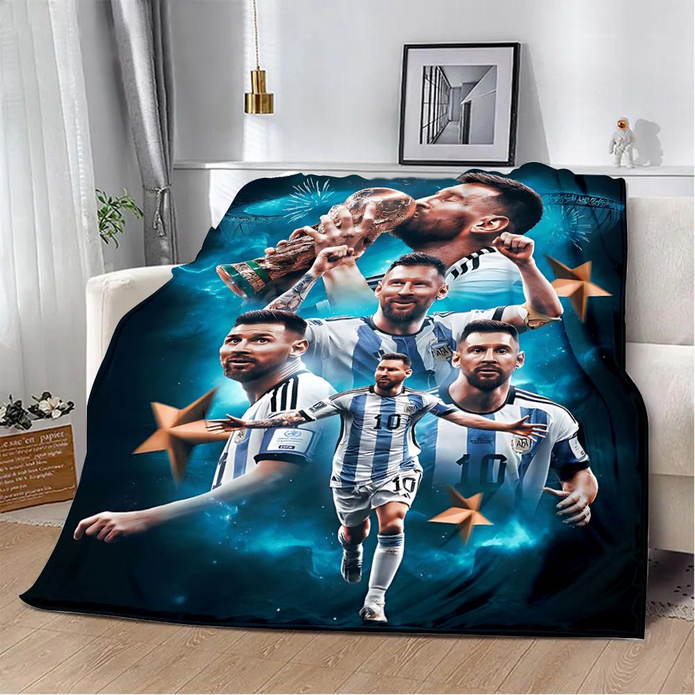 Football Star Printed Blanket Picnic Blankets Warm Blanket Soft and M-messis Comfortable Blanket Home Travel Birthday Gift