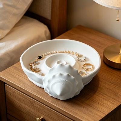 3D Printed Conch Jewelry Tray, Rings Earrings Necklaces Organizing Dish, Trinket Keys Holder Plate for Home Decor
