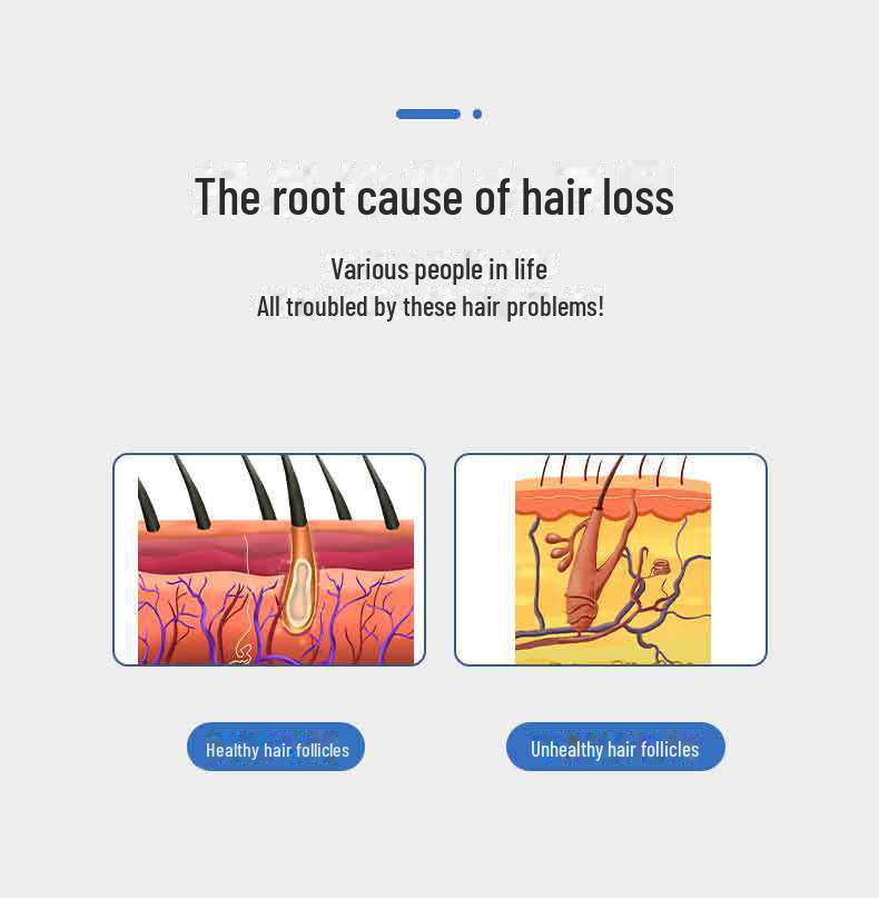 Elektrický masážní přístroj na pokožku hlavy s červeným světlem a hřeben pro růst vlasů s esenciálními oleji