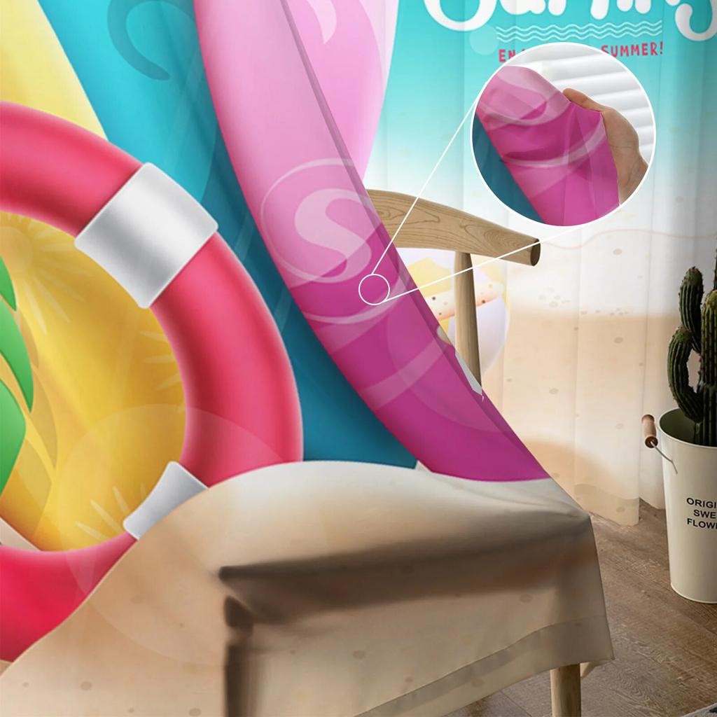 Sommer Strand Seestern Surfbrett Transparente Vorhänge für Wohnzimmer Schlafzimmer Dekoration Chiffon Tüll Voile Küche Fenster Vorhang