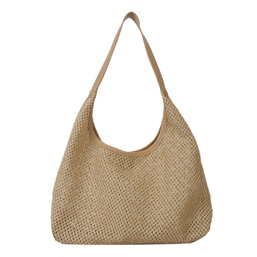 New Summer Hand-Held Woven Bag Stylish Large Capacity One Shoulder Tote Bag Fashionable Vintage Woven Shoulder Bags Travel Use