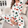 Europäisches & Amerikanisches Damen-Weihnachts-Pyjama-Set - Bequem, Rundhals, Langarm, Elastischer Bund, Lange Hose
