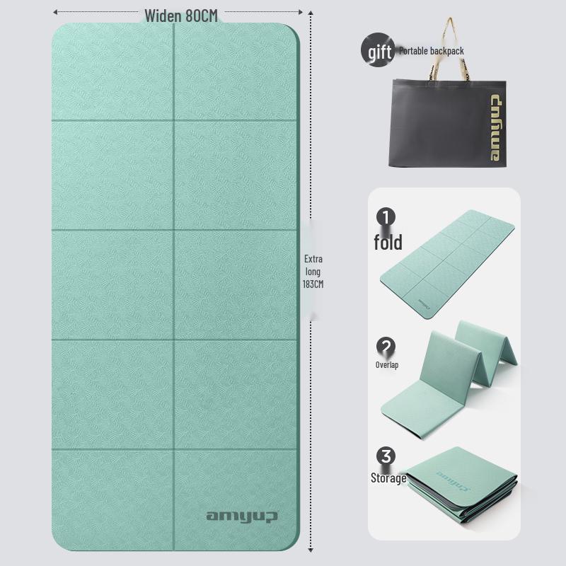 Skládací protiskluzová podložka na jógu a fitness – Silná, tlumící nárazy, přenosná podložka pro domácí použití nebo na kolej.