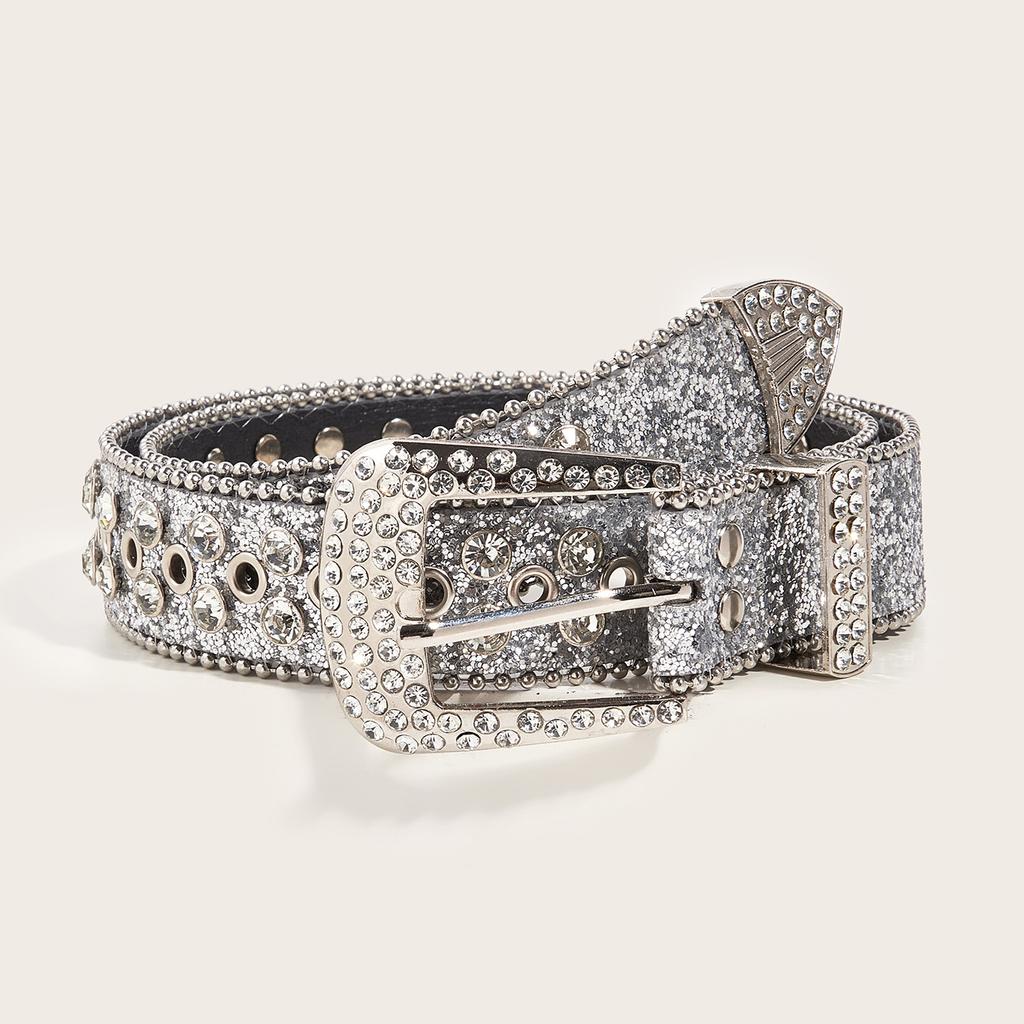 Rhinestone Belt Female Ins Wind Wide Belt Decoration European and American Fashion Personality Sequined Jeans Belt Wild Design Sense