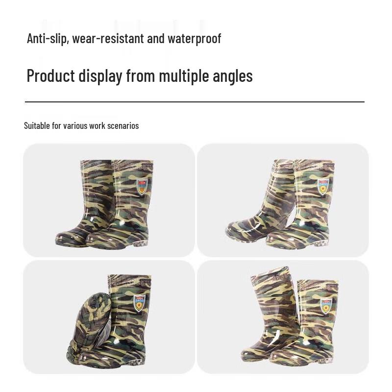 QINXING Men's Mid-Calf Camouflage Rain Boots