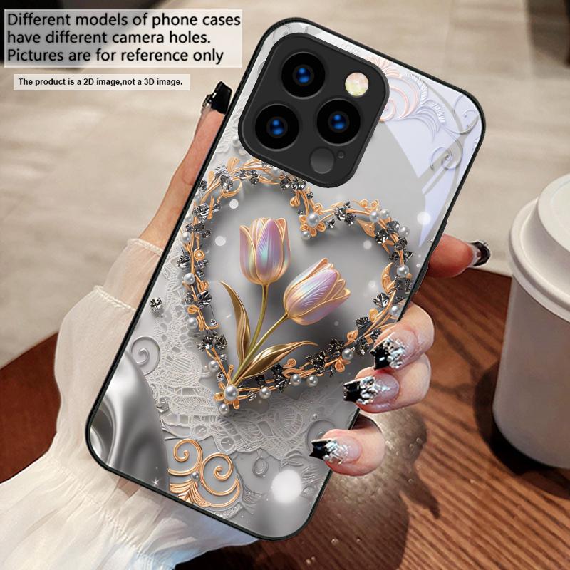 Love's Pink Purple Tulip For iPhone 17 Air 16 E 15 14 13 Plus 12 mini 11 17 Pro Max XR Xs Max 16E 7 8 Tempered Glass Phone Case