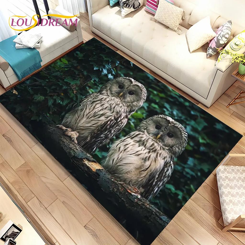 Schattige Uil 3D Cartoon Vloerkleed, Tapijt voor Huis Woonkamer Kinderkamer Bank Deurmat Decoratie, Kinderspeel Niet-slip Vloermat