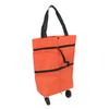 Einkaufswagen Faltbare Tasche Große Kapazität Reißverschlussdesign Oxford-Gewebe mit Rad für Camping Orange