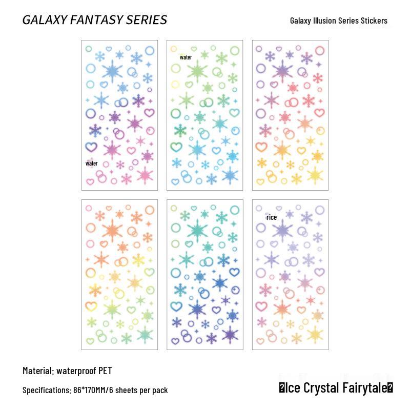 Yuezhen Galaxy Wonderland Waterproof Retro PET Stickers - Cute DIY Children's Journal Pack