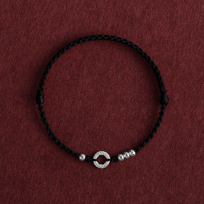 

Extremely Fine Life Safety 999 Pure Silver Red Rope Bracelet Anklet Men and Women Sterling Silver Lucky Beads Birth Year Woven Hand Strap [Bracelet] (men-black rope)