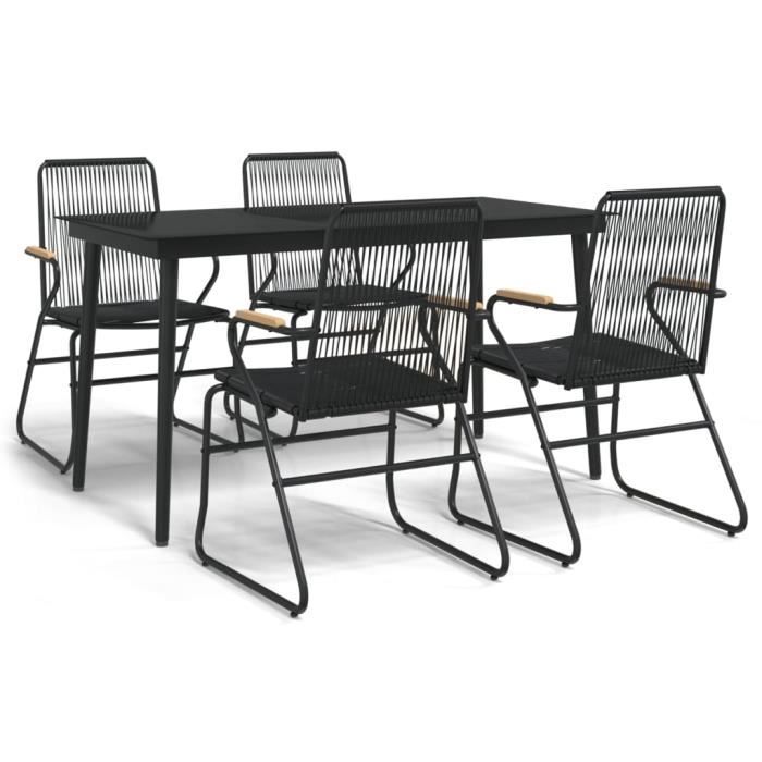 VidaXL Mobilier à dîner de jardin 5 pcs Noir Rotin PVC 3099217