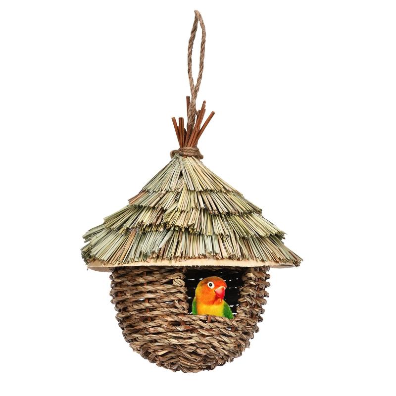 Hanging Hummingbird Nest House Outside Hand Woven Bird Nest Durable Sturdy Natural Grass Material Great for Patio Indoor