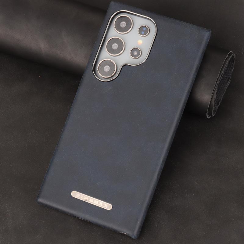 Suitable for Samsung S25ultra Mobile Phone Case Oil Wax Pattern 25p Magnetic Absorbent Samsung Full-inclusive S24u Business Men's Leather Case